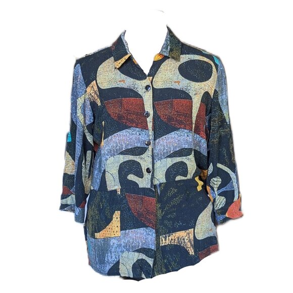 Abstract Print Collared Shirt - Picture 1 of 6
